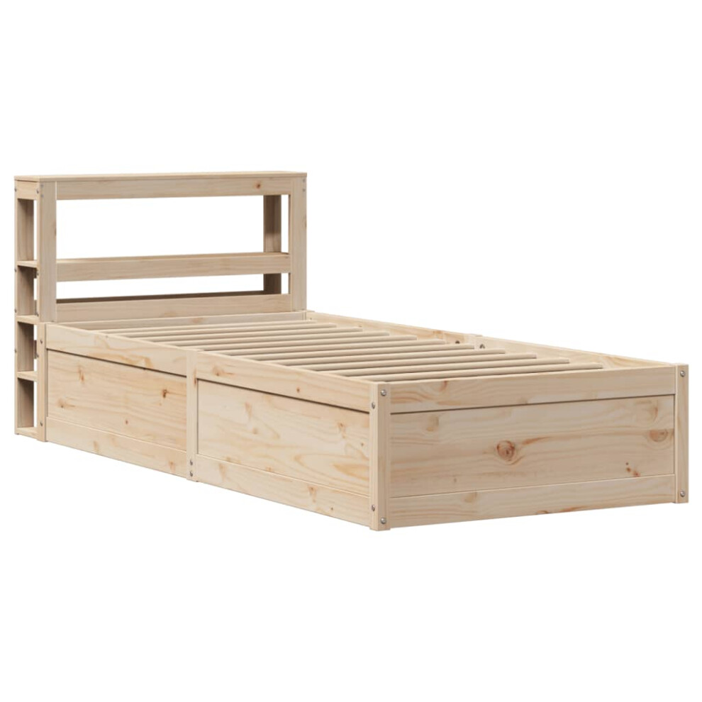 (natural, 75 x 190 cm) vidaXL Bed Frame with Headboard Bedstead Bed Base Solid Wood Pine