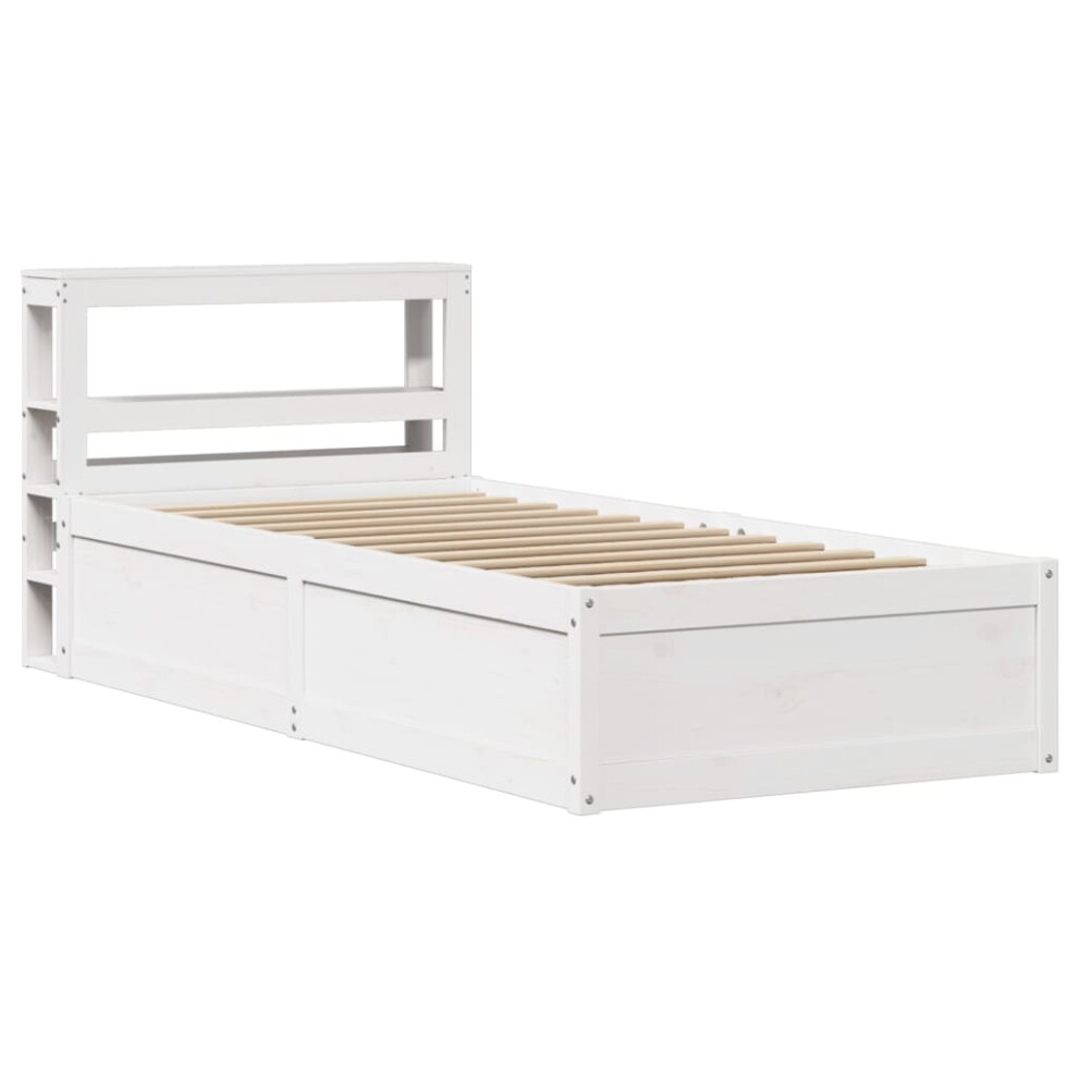 (white, 75 x 190 cm) vidaXL Bed Frame with Headboard Bedstead Bed Base Solid Wood Pine