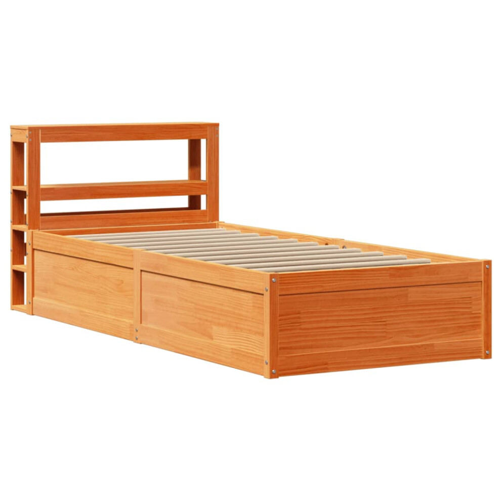 Vidaxl (Wax Brown, 75 X 190 Cm) Bed Frame With Headboard Bedstead Bed Base Solid Wood Pine