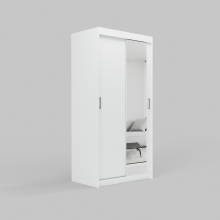 (120cm /+4 drawers, White) ELUKS Modern Sliding Door Wardrobe OVI