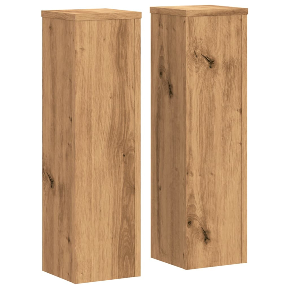 Vidaxl (Oak, 17 X 17 X 60 Cm) Plant Stands Garden Plant Pot Holder Flower Stand 2 Pcs Engineered Wood
