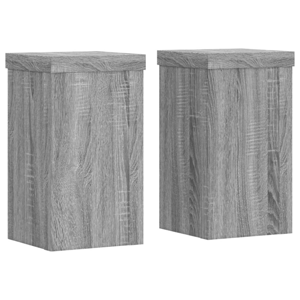 (grey sonoma, 10 x 10 x 18 cm) vidaXL Plant Stands Garden Plant Pot Holder Flower Stand 2 pcs Engineered wood