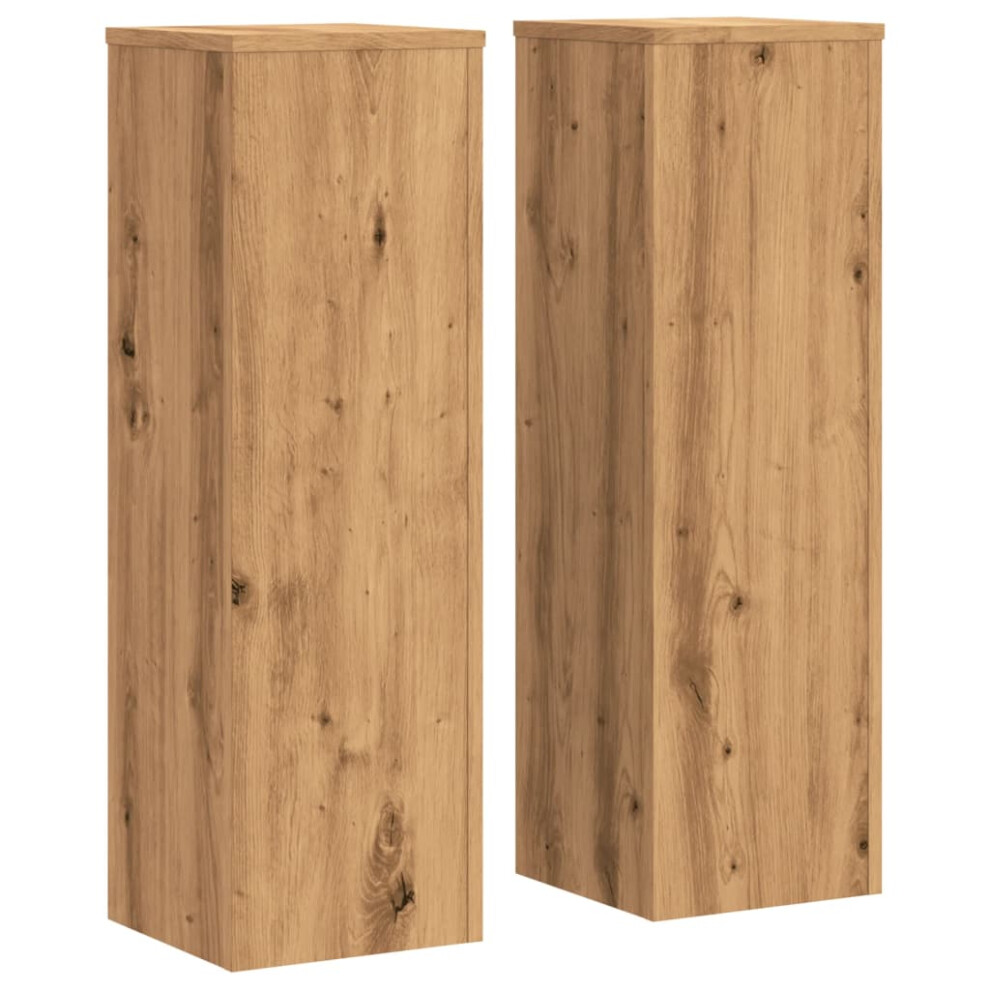 Vidaxl (Oak, 25 X 25 X 80 Cm) Plant Stands Garden Plant Pot Holder Flower Stand 2 Pcs Engineered Wood