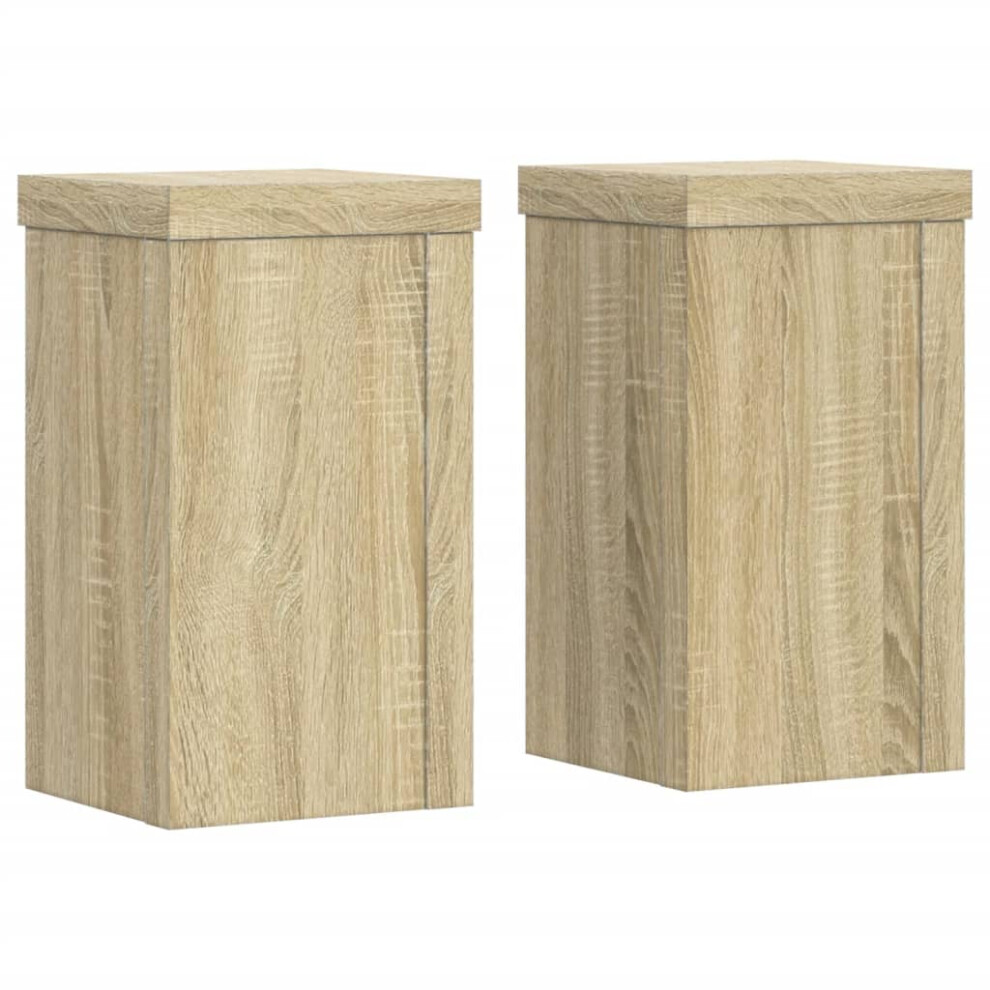 Vidaxl (Sonoma Oak, 10 X 10 X 18 Cm) Plant Stands Garden Plant Pot Holder Flower Stand 2 Pcs Engineered Wood