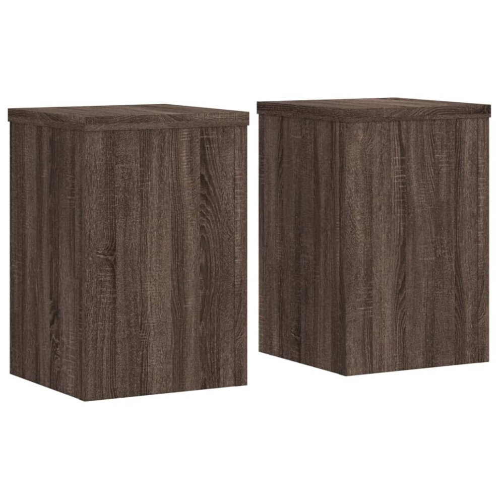 Vidaxl (Brown Oak, 25 X 25 X 35 Cm) Plant Stands Garden Plant Pot Holder Flower Stand 2 Pcs Engineered Wood