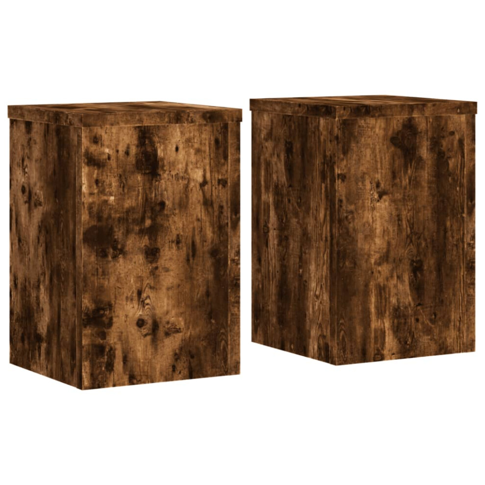 Vidaxl (Smoked Oak, 25 X 25 X 35 Cm) Plant Stands Garden Plant Pot Holder Flower Stand 2 Pcs Engineered Wood