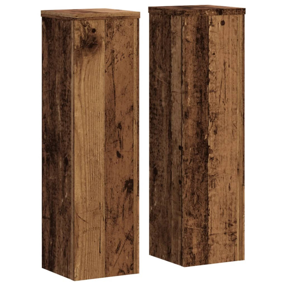 Vidaxl (Old Wood, 17 X 17 X 60 Cm) Plant Stands Garden Plant Pot Holder Flower Stand 2 Pcs Engineered Wood - Image 2