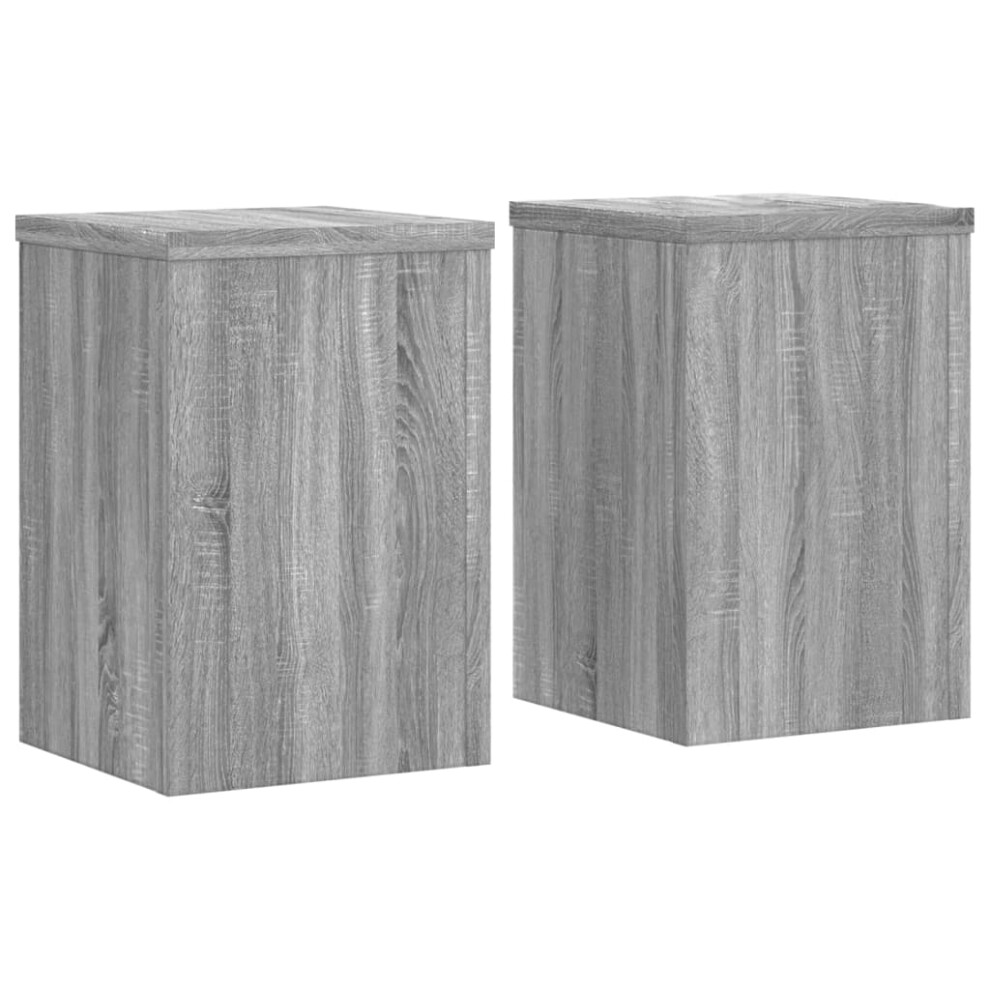 vidaXL Plant Stands 2 pcs Grey Sonoma 25x25x35 cm Engineered Wood | Compact size fits into any corner, Elegant matte grey texture, Ideal for displaying indoor plants - Image 3