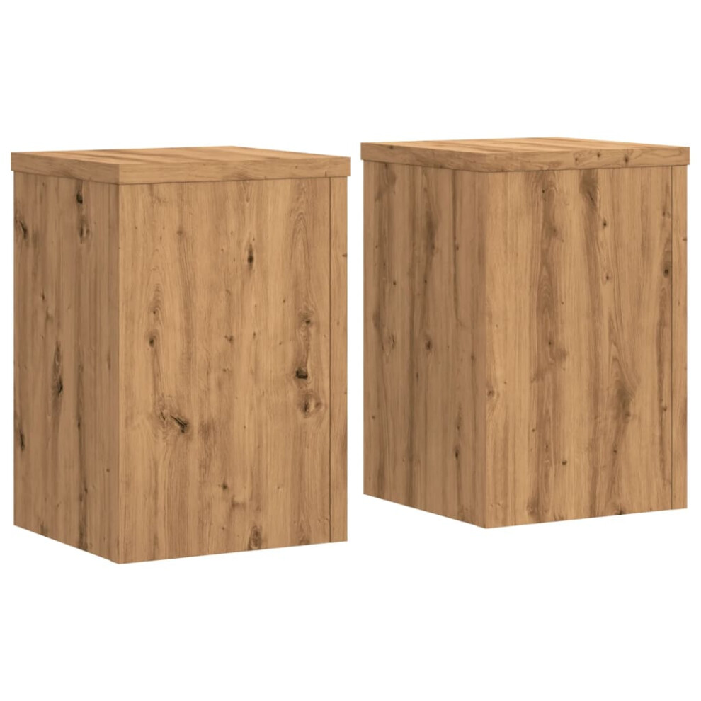 Vidaxl (Oak, 20 X 20 X 30 Cm) Plant Stands Garden Plant Pot Holder Flower Stand 2 Pcs Engineered Wood