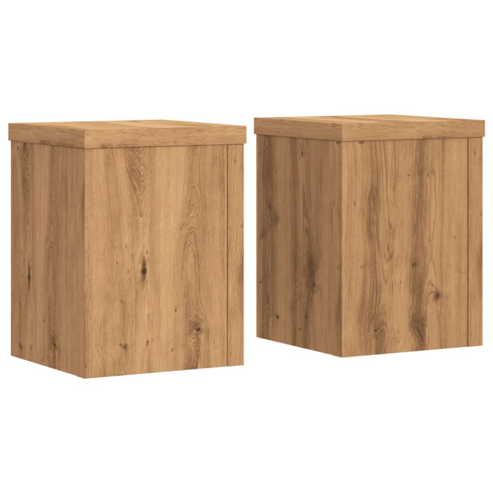 Vidaxl (Oak, 15 X 15 X 20 Cm) Plant Stands Garden Plant Pot Holder Flower Stand 2 Pcs Engineered Wood