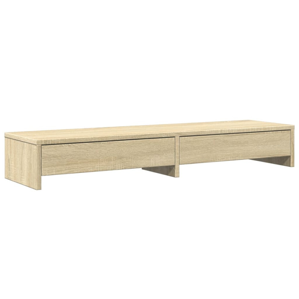 (Sonoma Oak) Vidaxl Monitor Stand With Drawers Monitor Riser Display Stand Engineered Wood 8721158389602