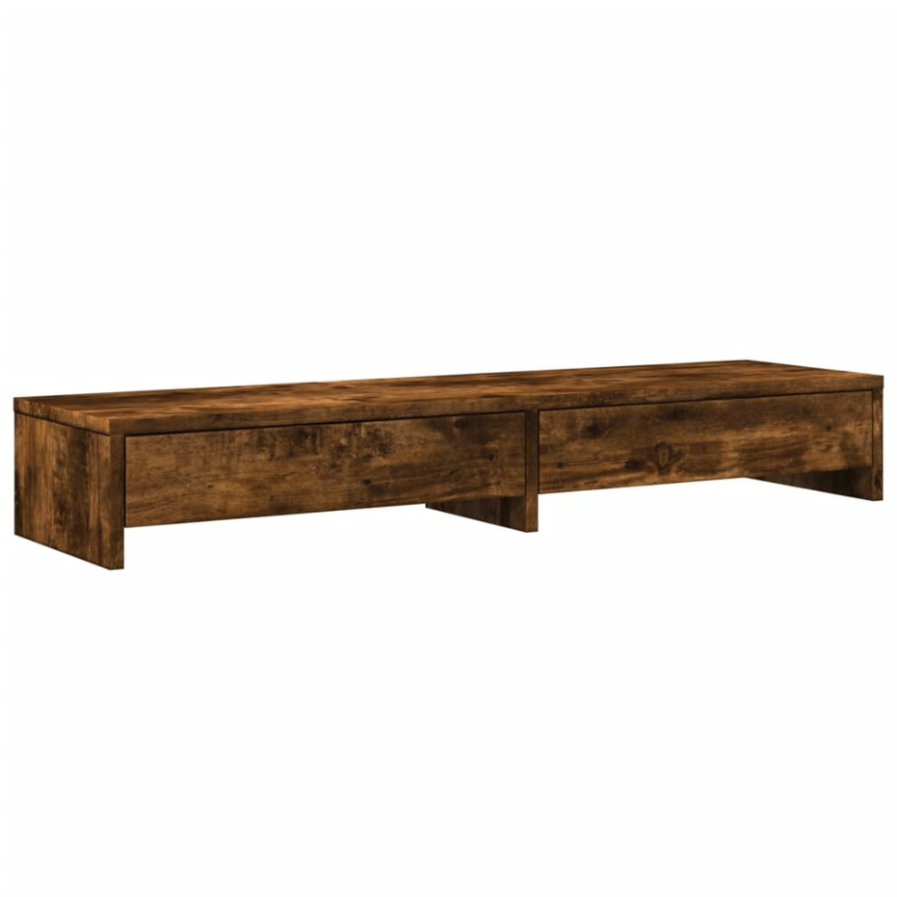 Vidaxl (Smoked Oak) Monitor Stand With Drawers Monitor Riser Display Stand Engineered Wood