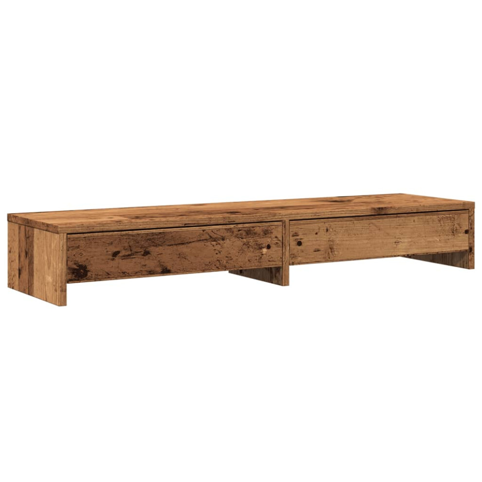 (Old Wood) Vidaxl Monitor Stand With Drawers Monitor Riser Display Stand Engineered Wood 8721158389657