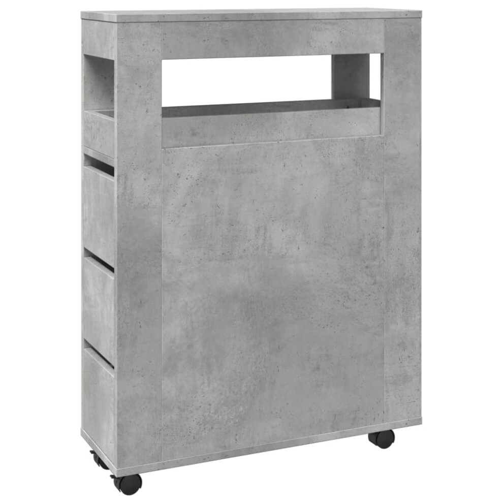 (concrete grey) vidaXL Narrow Bathroom Cabinet with Wheels Storage Cupboard Engineered Wood