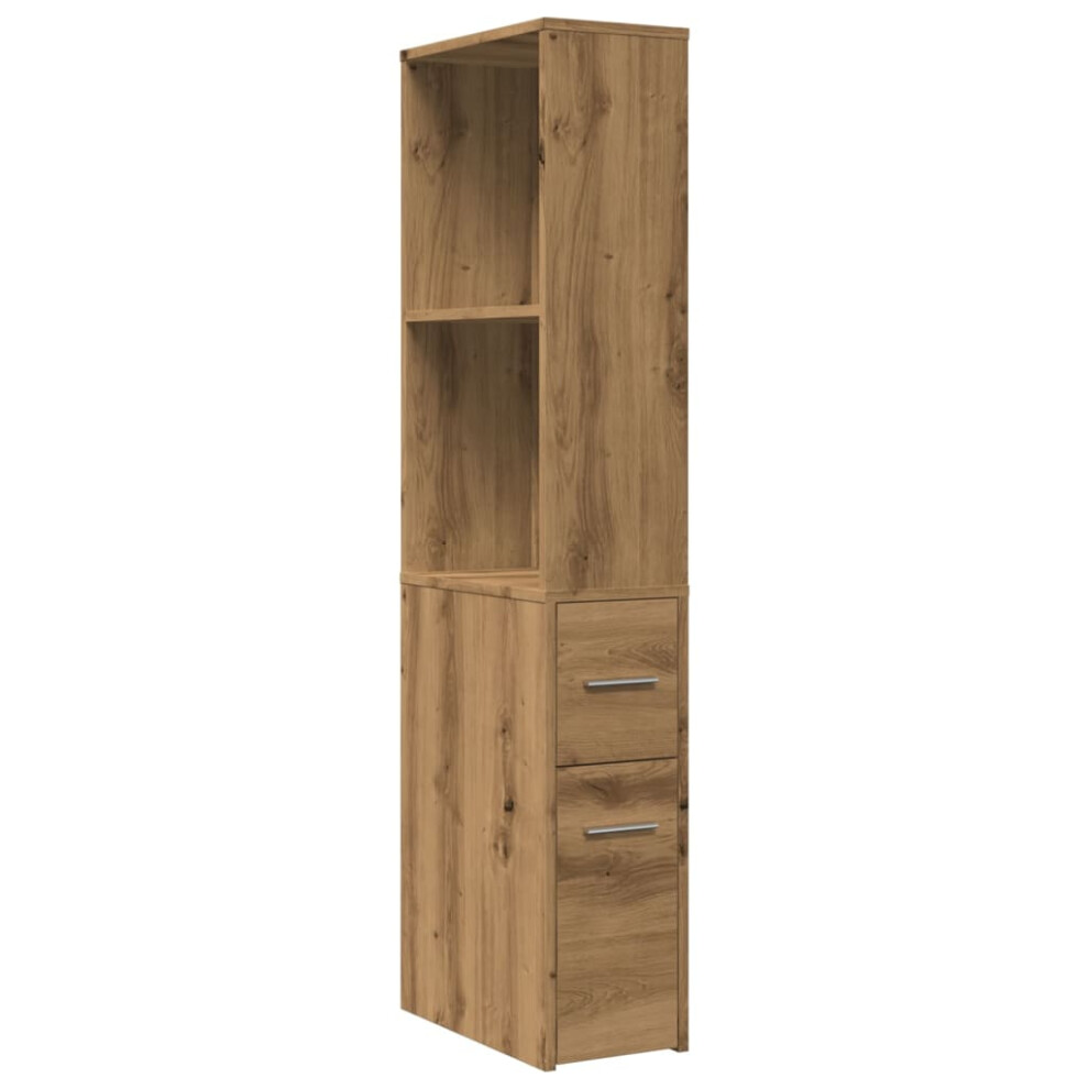 (artisian oak) vidaXL Narrow Bathroom Cupboard with Wheels Storage Cabinet Engineered Wood