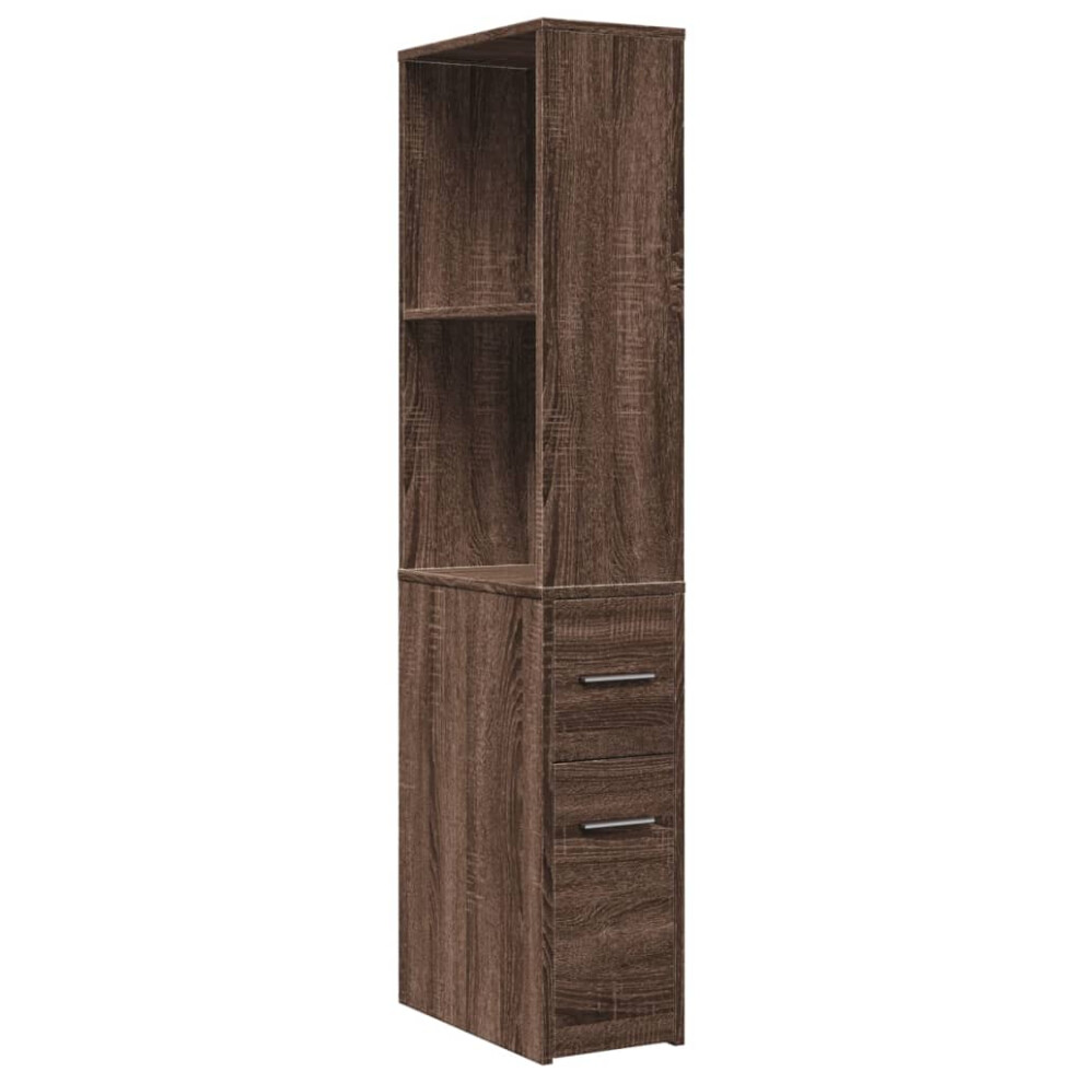 (brown oak) vidaXL Narrow Bathroom Cupboard with Wheels Storage Cabinet Engineered Wood