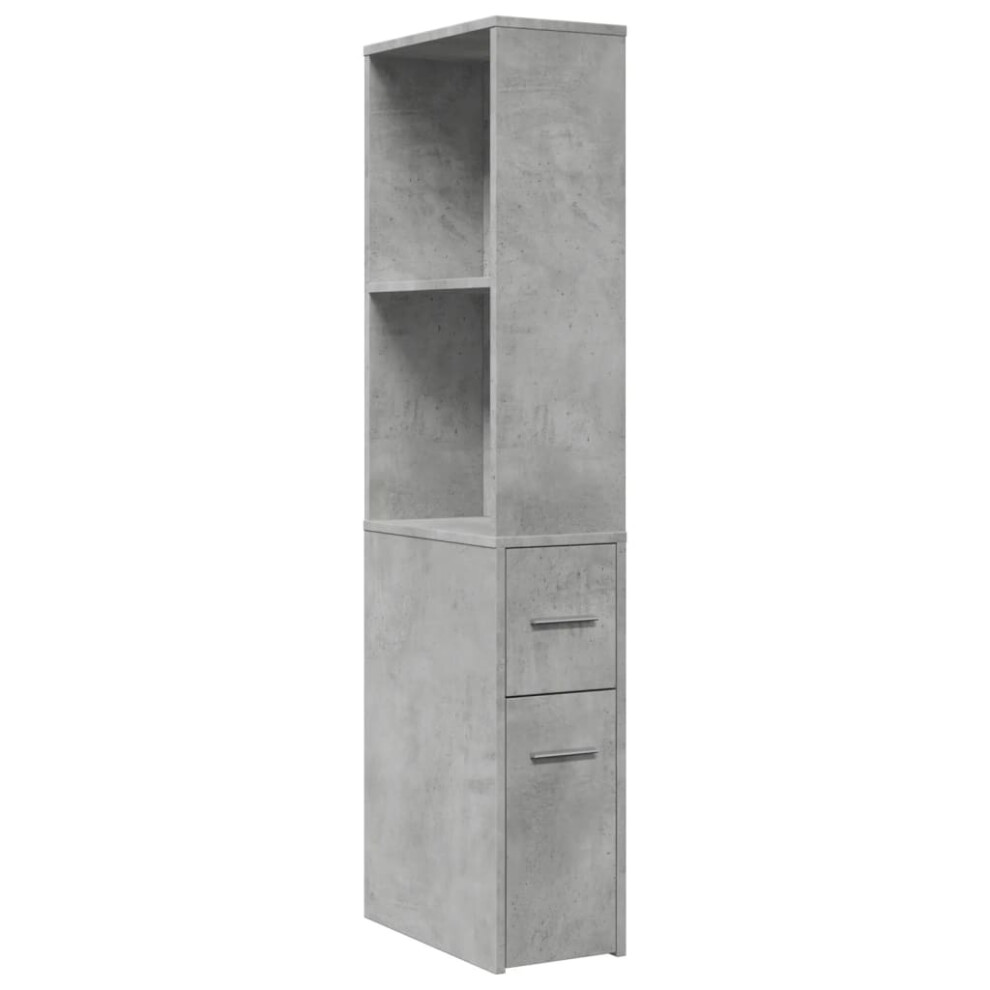 Vidaxl (Concrete Grey) Narrow Bathroom Cupboard With Wheels Storage Cabinet Engineered Wood