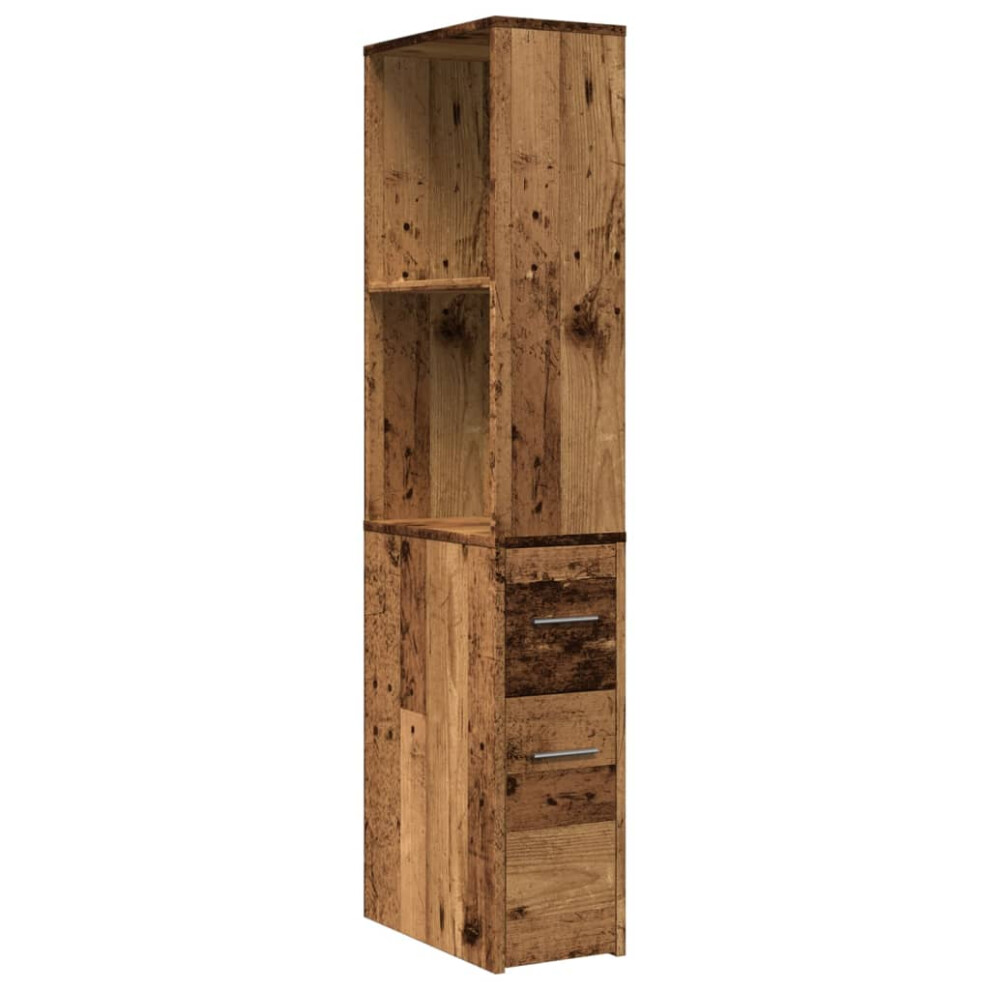 (old wood) vidaXL Narrow Bathroom Cupboard with Wheels Storage Cabinet Engineered Wood