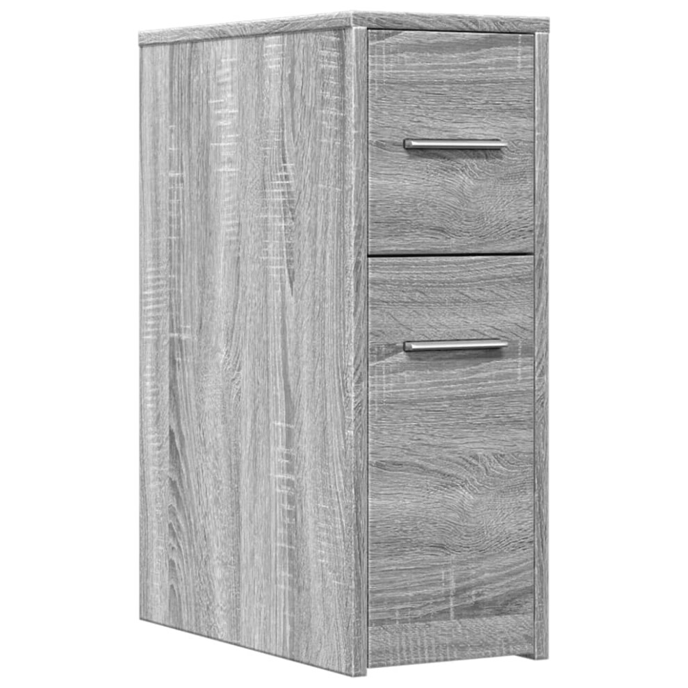 (grey sonoma) vidaXL Narrow Bathroom Cupboard with Wheels Cabinet Engineered Wood