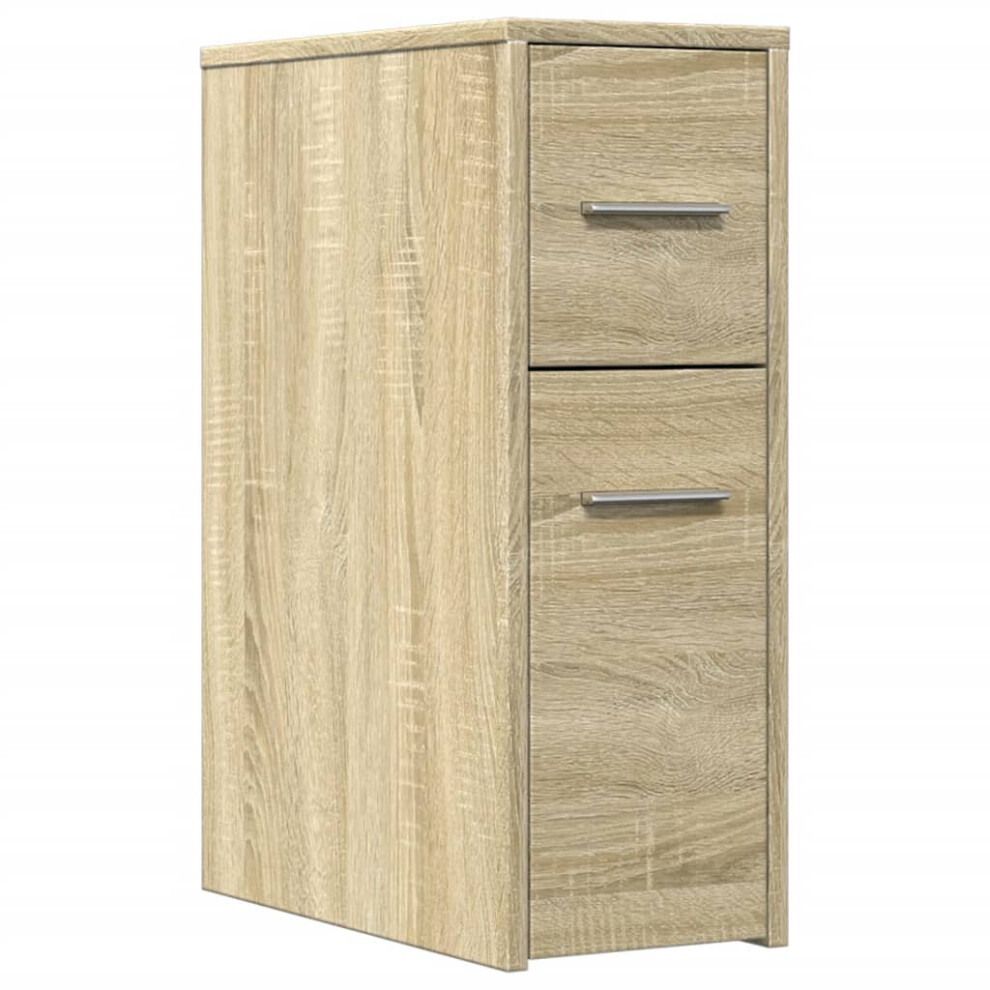 (sonoma oak) vidaXL Narrow Bathroom Cupboard with Wheels Cabinet Engineered Wood