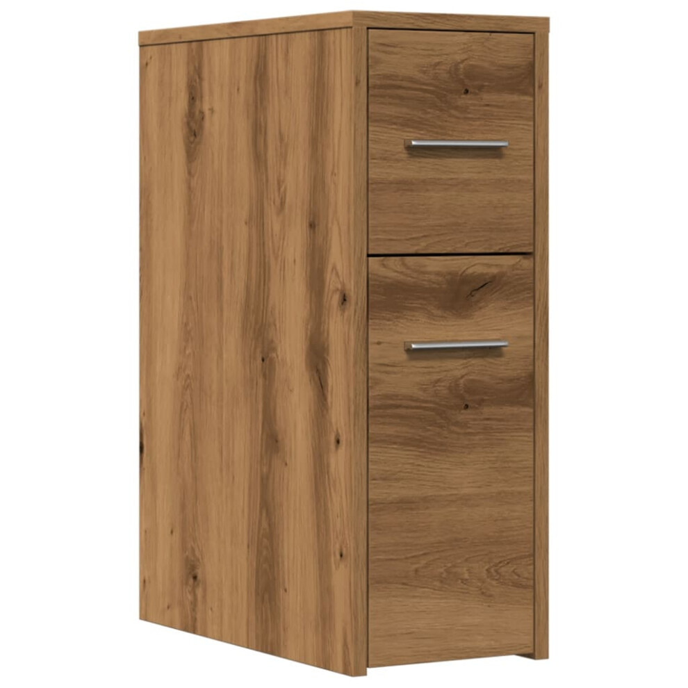 (artisian oak) vidaXL Narrow Bathroom Cupboard with Wheels Cabinet Engineered Wood