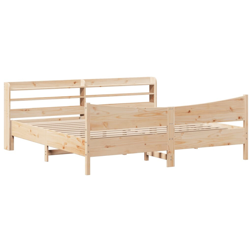 (natural, 200 X 200 cm) vidaXL Bed Frame With Headboard Bed Base Solid Wood Pine