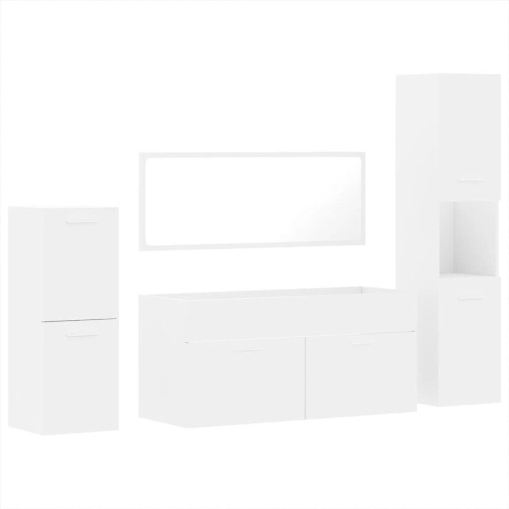 (white) vidaXL Bathroom Furniture Set 4 Piece Storage Cabinet Cupboard Engineered Wood