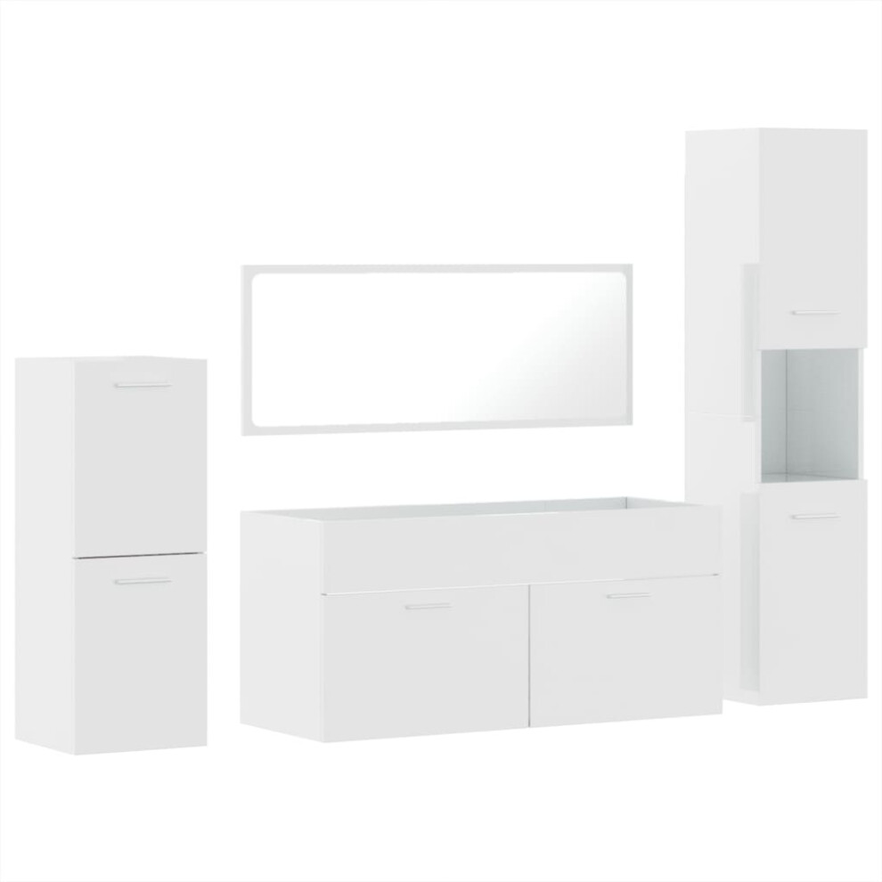 (high gloss white) vidaXL Bathroom Furniture Set 4 Piece Storage Cabinet Cupboard Engineered Wood