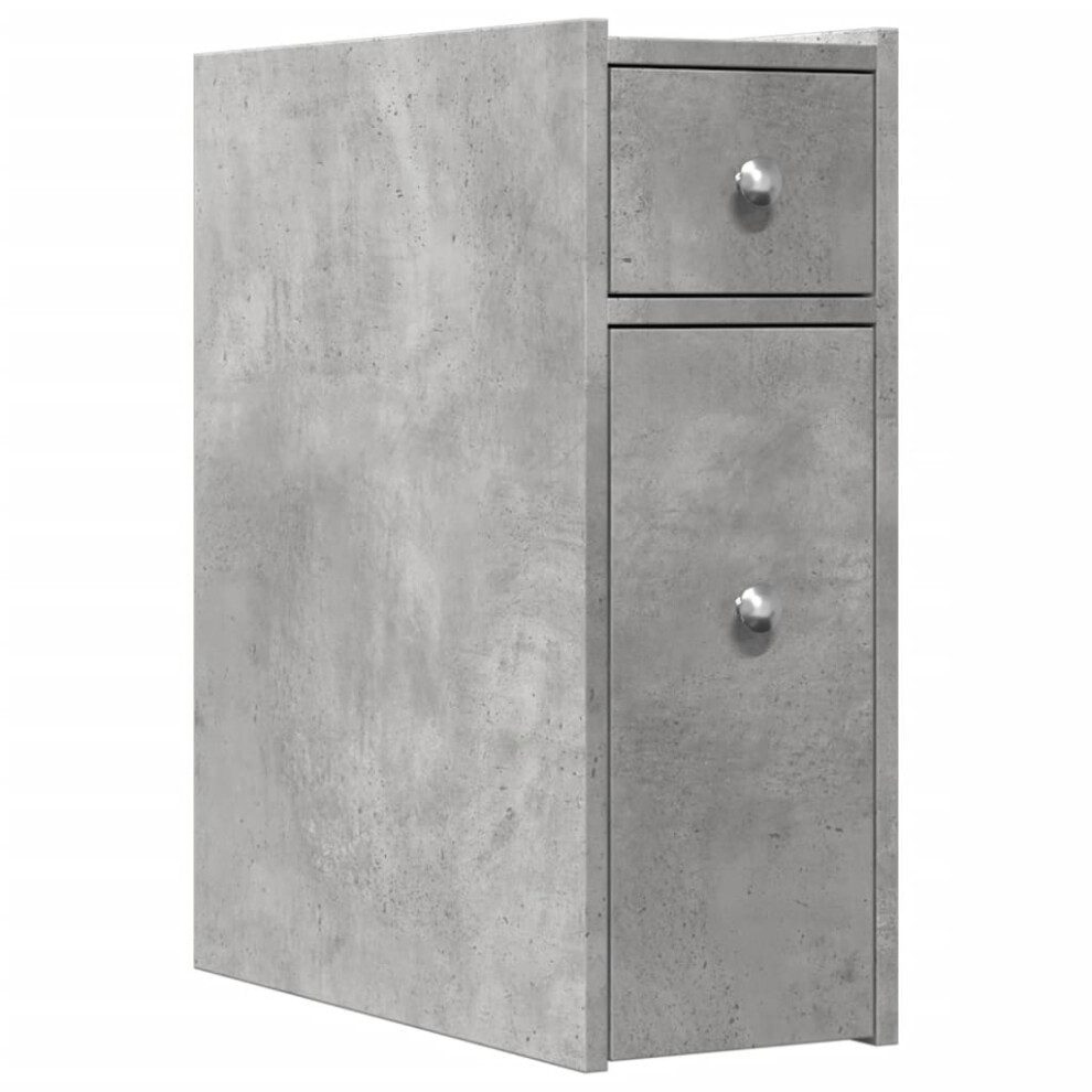 (concrete grey) vidaXL Narrow Bathroom Cupboard with Wheels Cabinet Engineered Wood