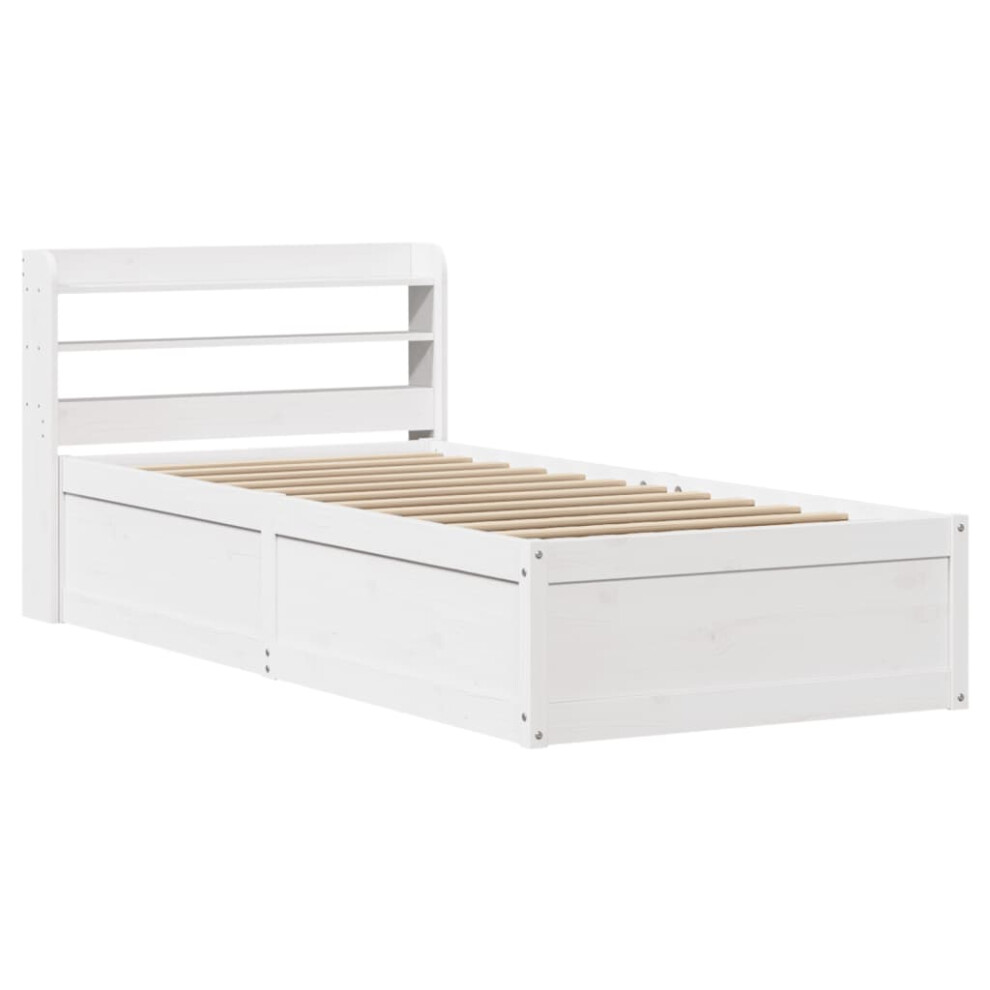 (white, 100 x 200 cm) vidaXL Bed Frame with Headboard Bed Base Solid Wood Pine