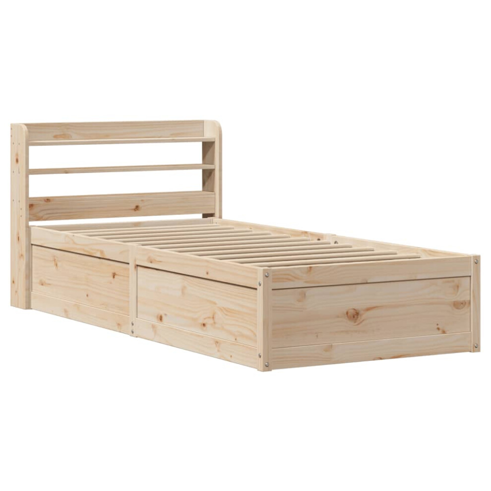 (natural, 90 x 200 cm) vidaXL Bed Frame with Headboard Bed Base Solid Wood Pine