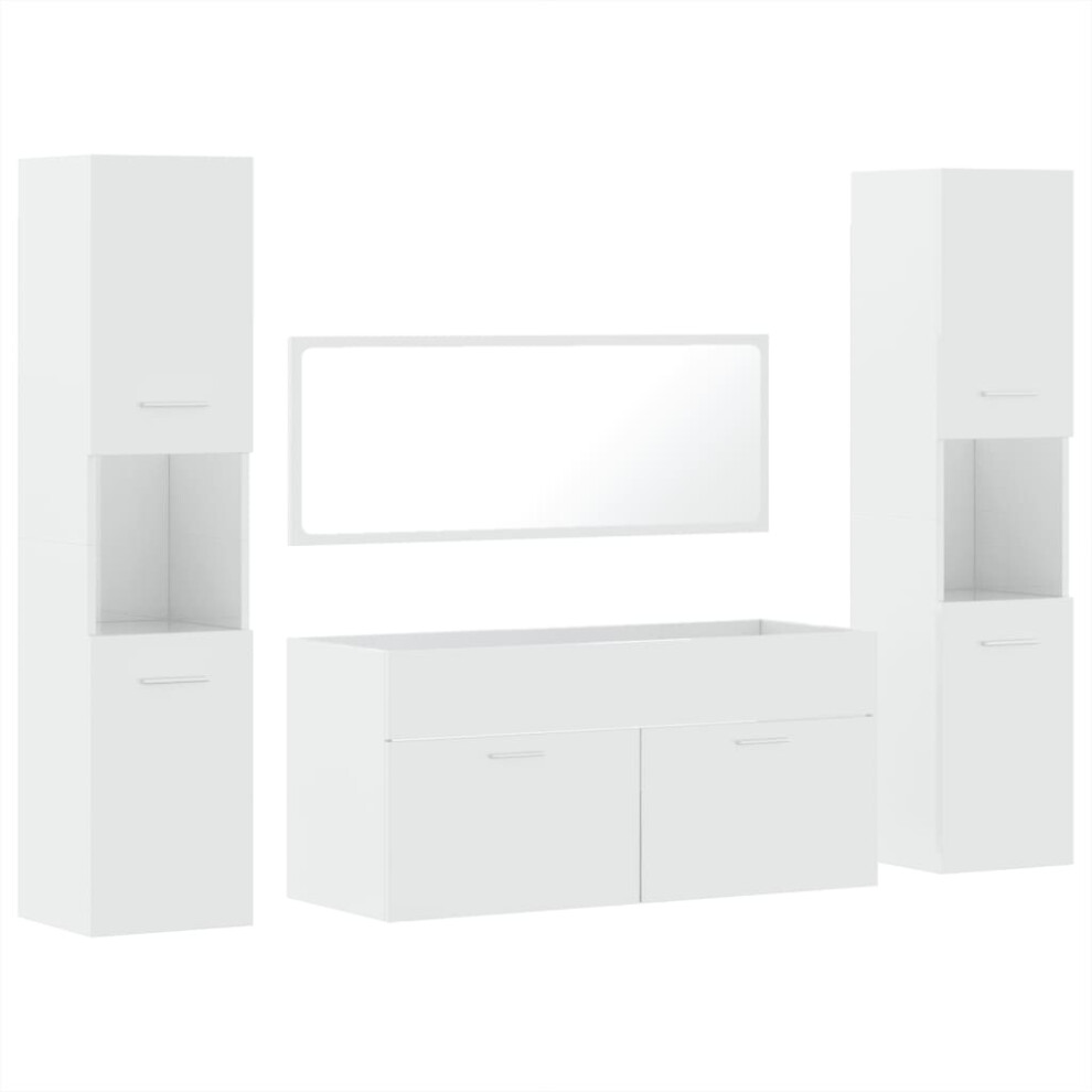 (high gloss white) vidaXL Bathroom Furniture Set 4 Piece Cabinet Engineered Wood