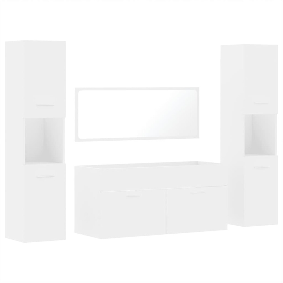 (white) vidaXL Bathroom Furniture Set 4 Piece Cabinet Engineered Wood