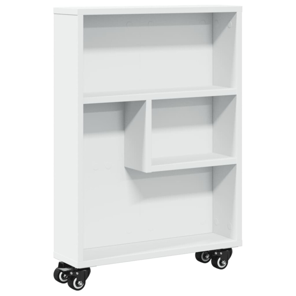 (white) vidaXL Narrow Storage Trolley Bookcases Display Standing Shelf Engineered Wood