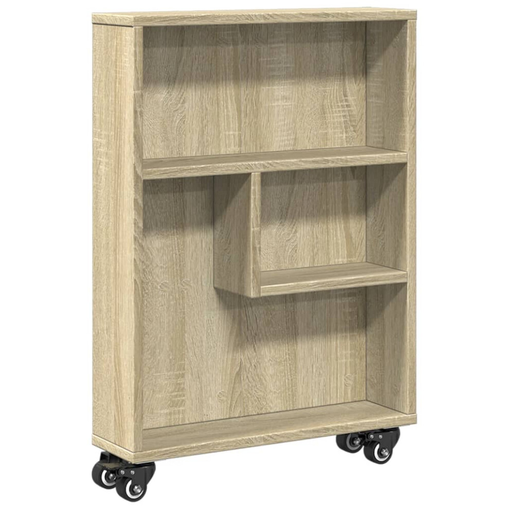 Vidaxl (Sonoma Oak) Narrow Storage Trolley Bookcases Display Standing Shelf Engineered Wood Brown