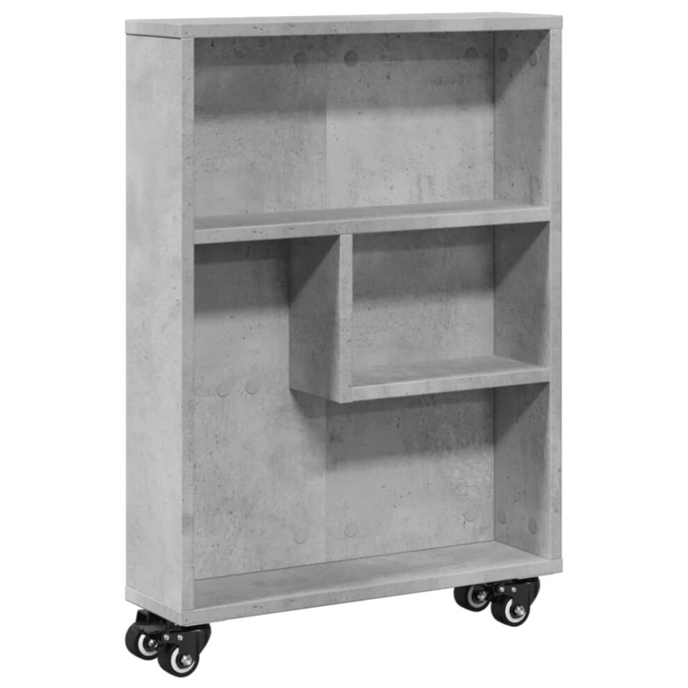 (concrete grey) vidaXL Narrow Storage Trolley Bookcases Display Standing Shelf Engineered Wood