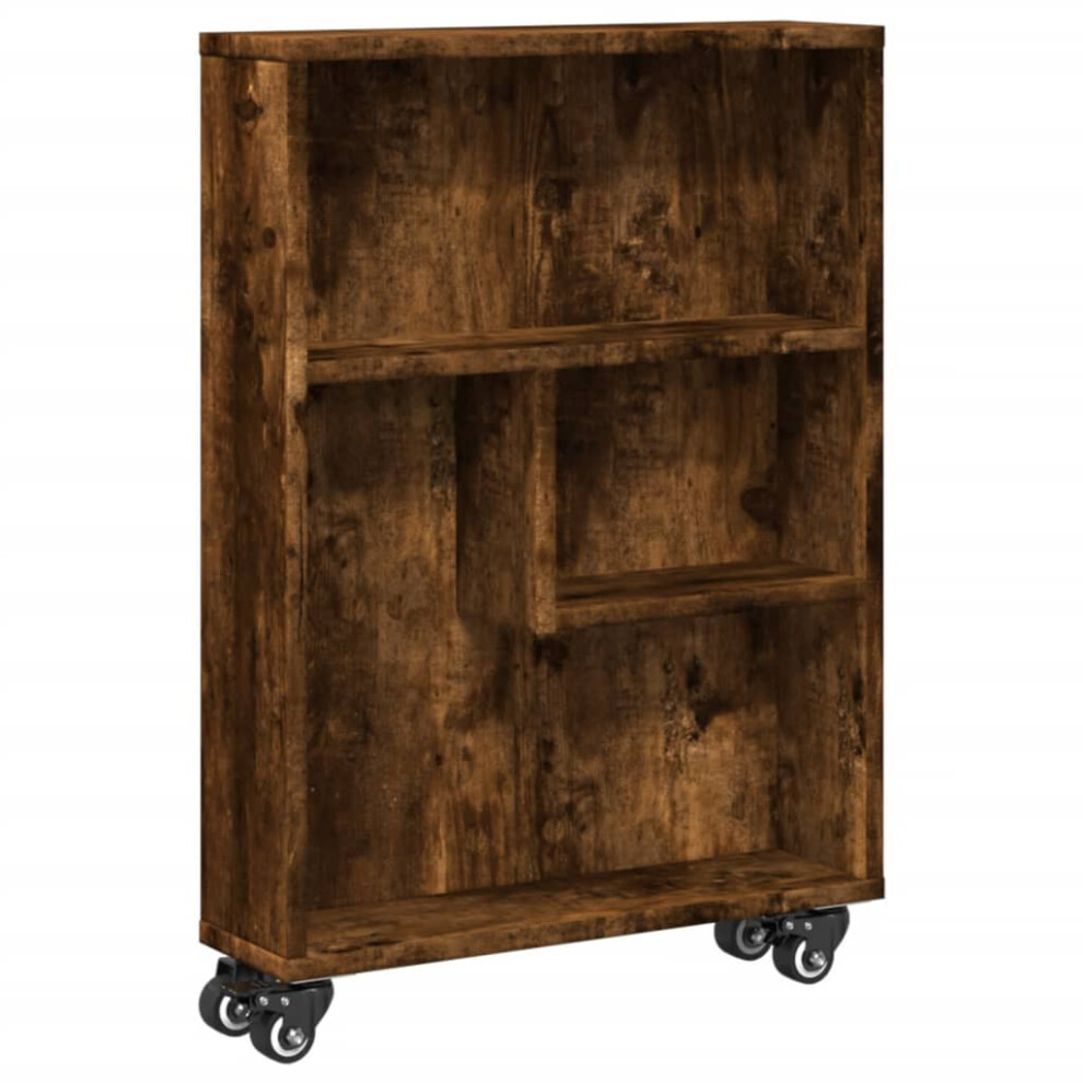 VidaXL (smoked oak) vidaXL Narrow Storage Trolley Bookcases Display Standing Shelf Engineered Wood