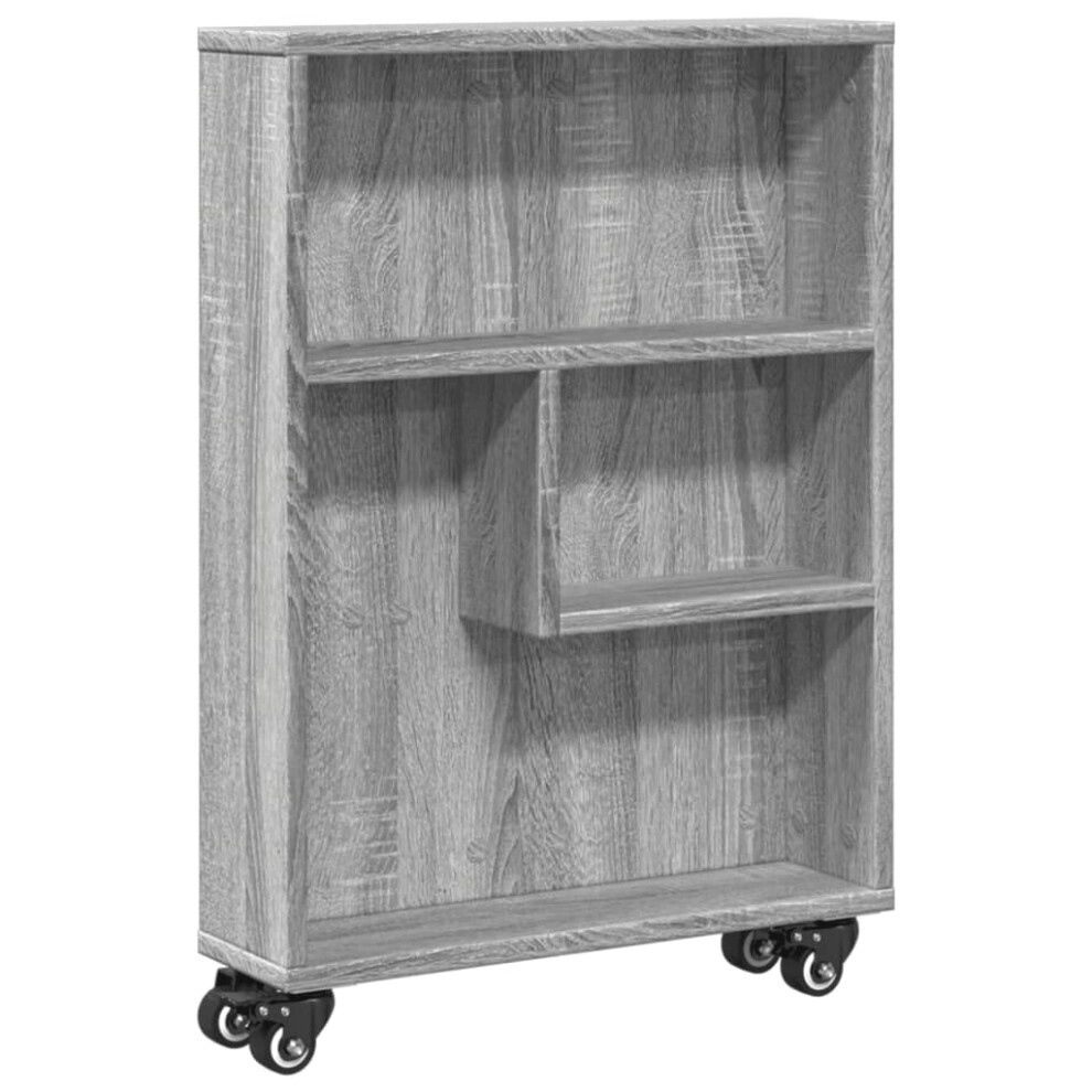 (grey sonoma) vidaXL Narrow Storage Trolley Bookcases Display Standing Shelf Engineered Wood