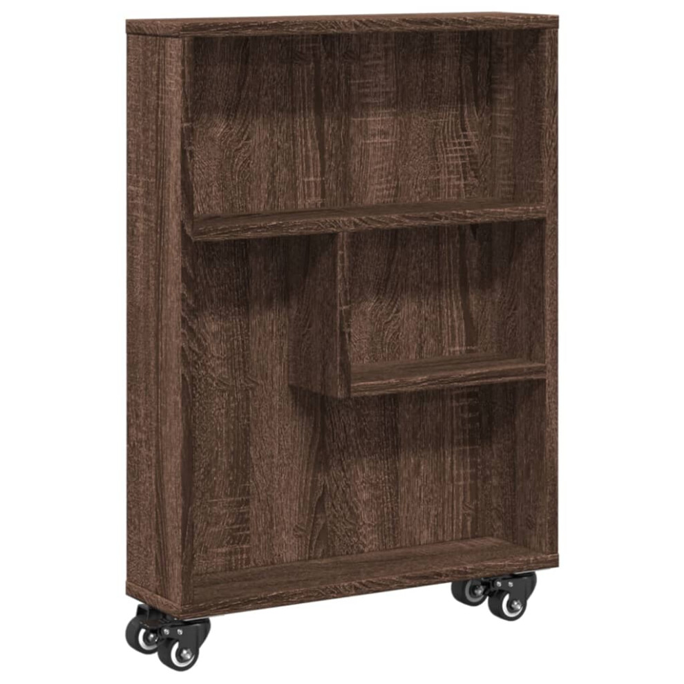 (brown oak) vidaXL Narrow Storage Trolley Bookcases Display Standing Shelf Engineered Wood