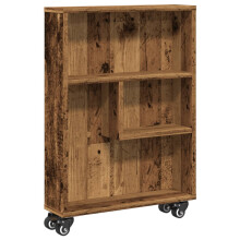 (old wood) vidaXL Narrow Storage Trolley Bookcases Display Standing Shelf Engineered Wood
