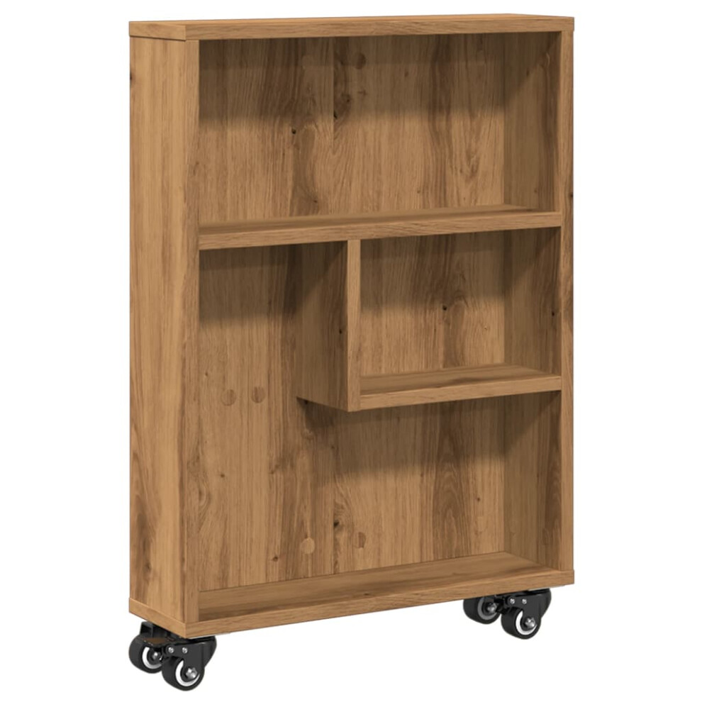 Vidaxl (Artisian Oak) Narrow Storage Trolley Bookcases Display Standing Shelf Engineered Wood Brown