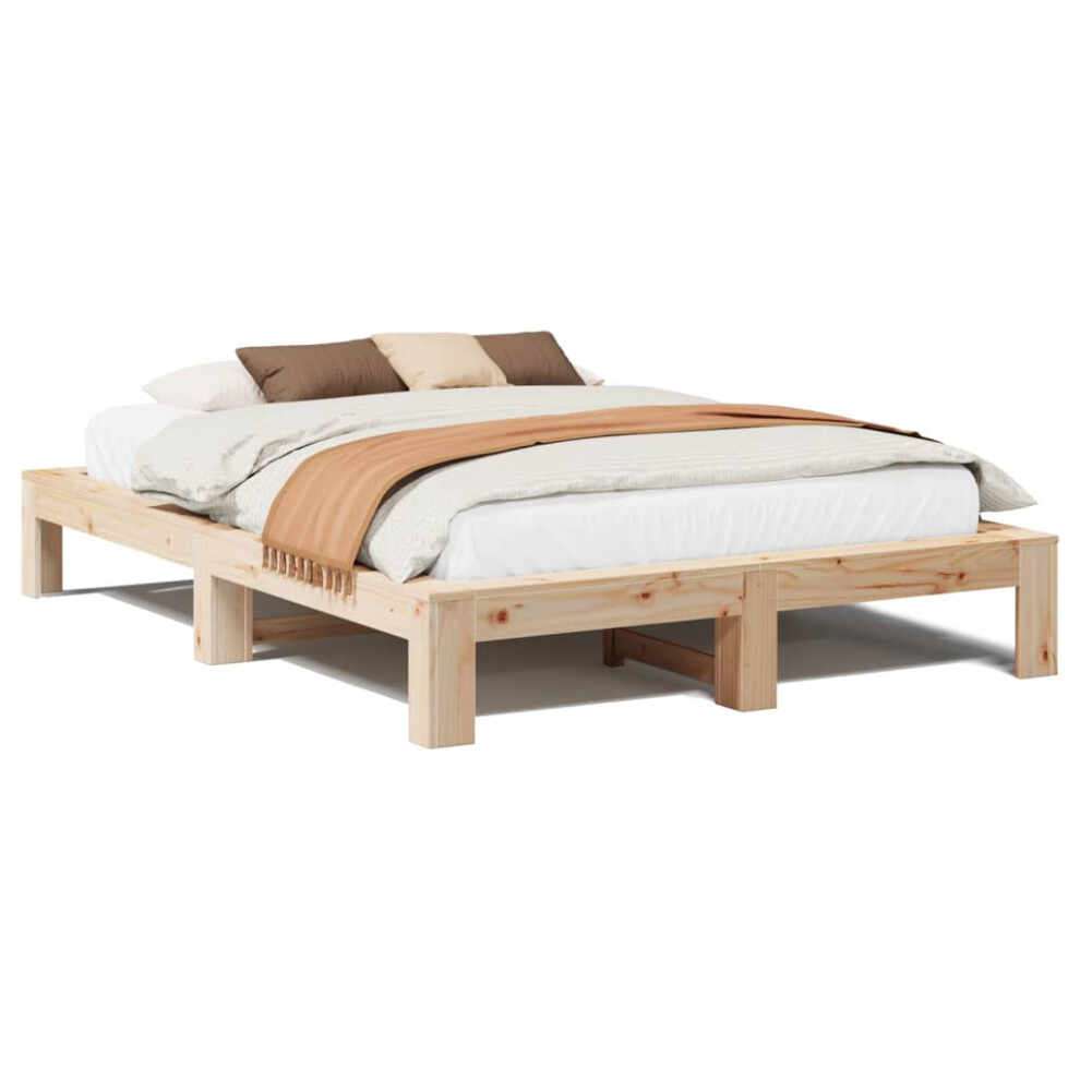 Vidaxl (Natural, 140 X 200 Cm) Bed Frame Without Mattress Bed Base Solid Wood Pine