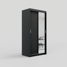 (120cm /+4 drawers, Black) ELUKS Modern Sliding Door Wardrobe OVI