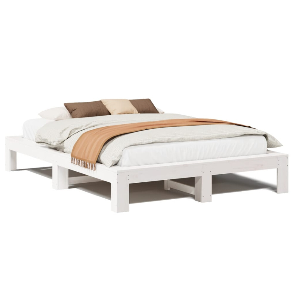 Vidaxl (White, 160 X 200 Cm) Bed Frame Without Mattress Bed Base Solid Wood Pine