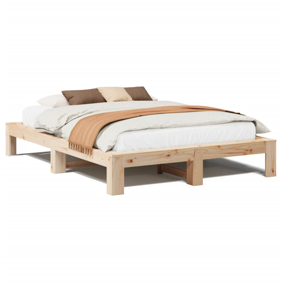 Vidaxl (Natural, 140 X 190 Cm) Bed Frame Without Mattress Bed Base Solid Wood Pine