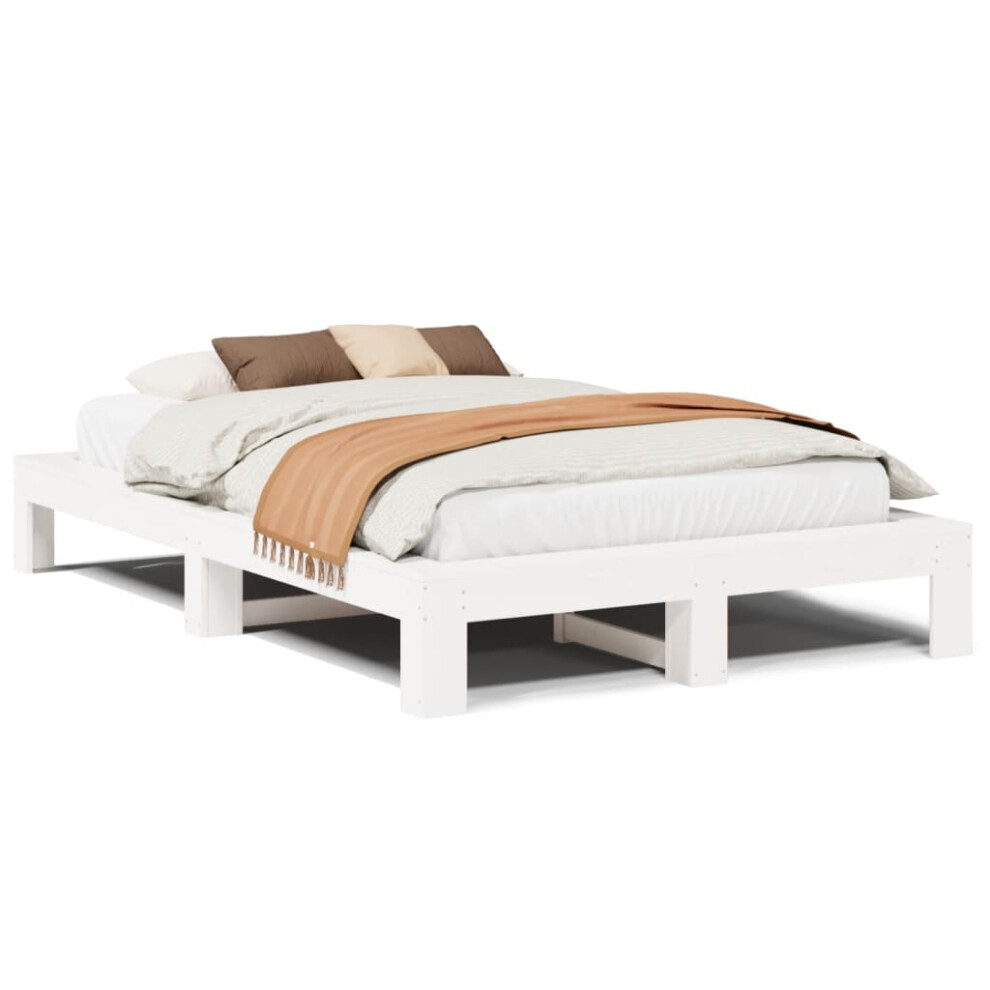 (white, 135 x 190 cm) vidaXL Bed Frame without Mattress Bed Base Solid Wood Pine