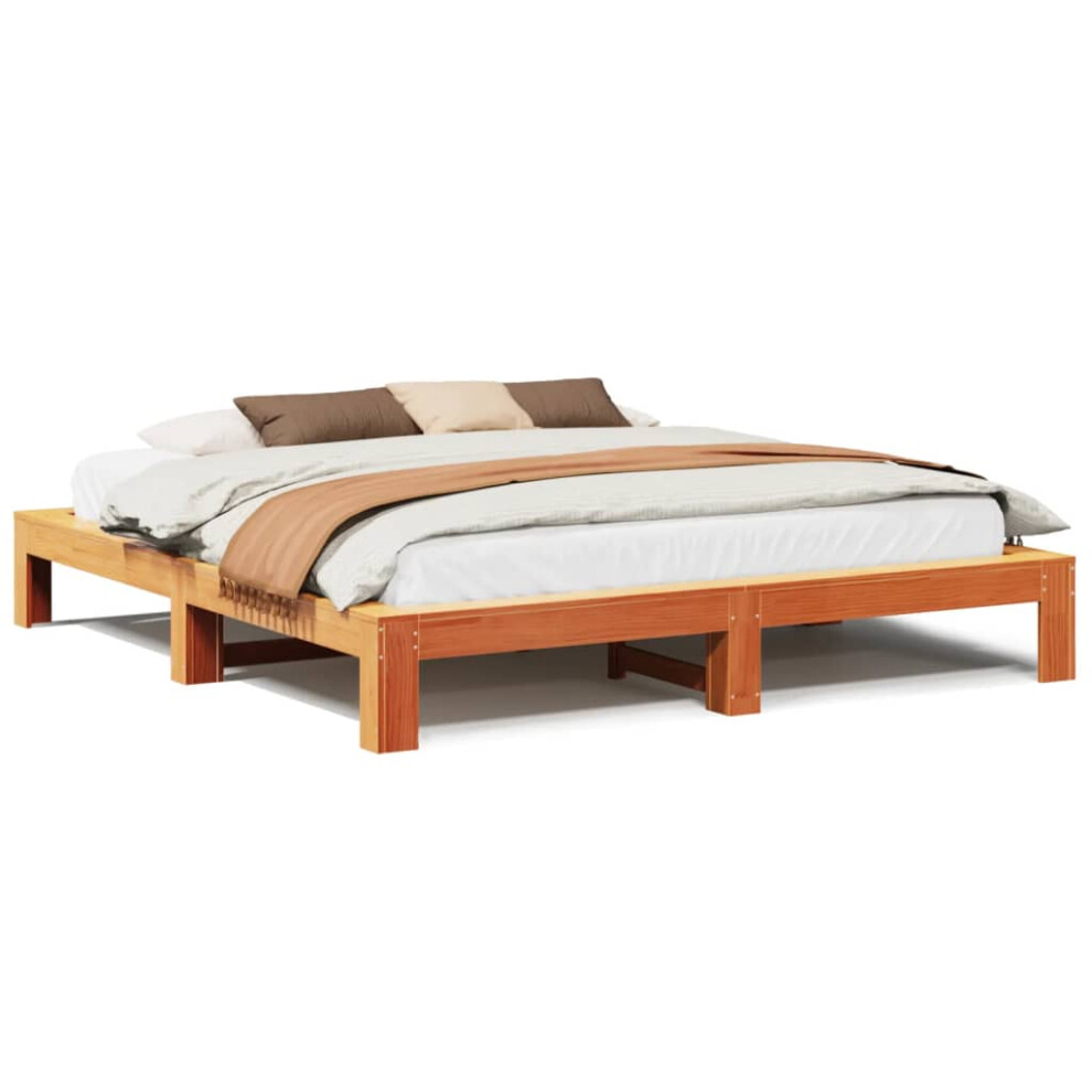 (wax brown, 180 x 200 cm) vidaXL Bed Frame without Mattress Bed Base Solid Wood Pine