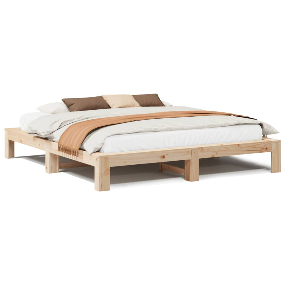 (natural, 180 x 200 cm) vidaXL Bed Frame without Mattress Bed Base Solid Wood Pine