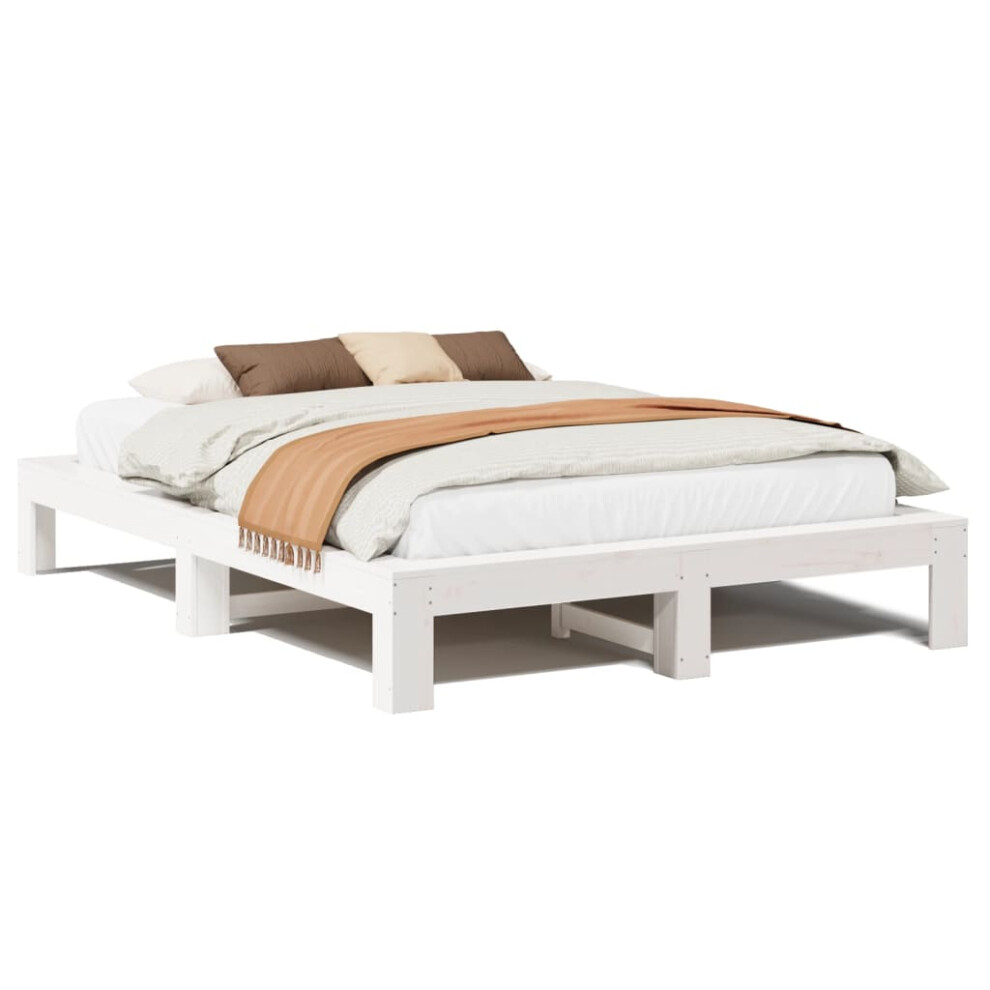 (white, 150 x 200 cm) vidaXL Bed Frame without Mattress Bed Base Solid Wood Pine