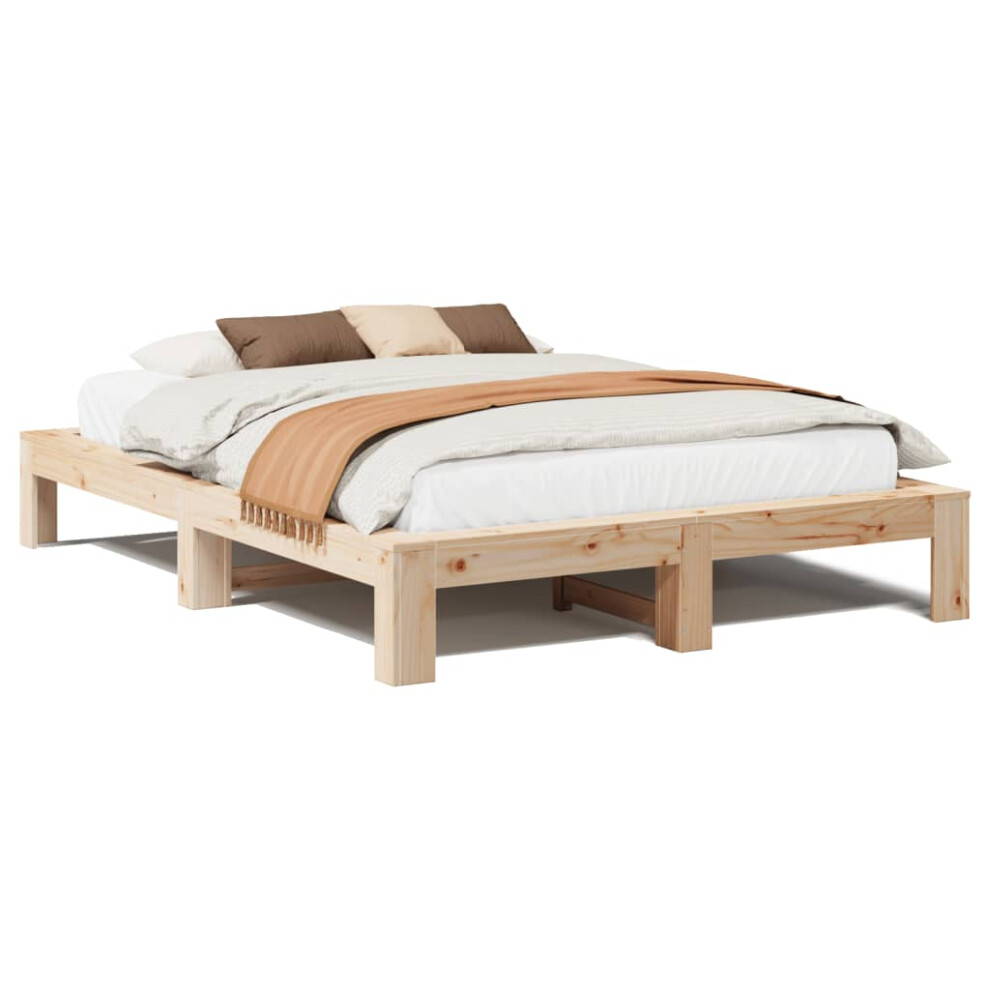 (natural, 160 x 200 cm) vidaXL Bed Frame without Mattress Bed Base Solid Wood Pine